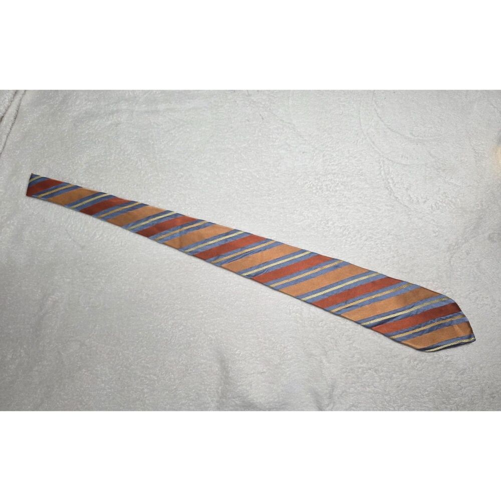 H&H Men's 100% Silk Orange Stripe Necktie